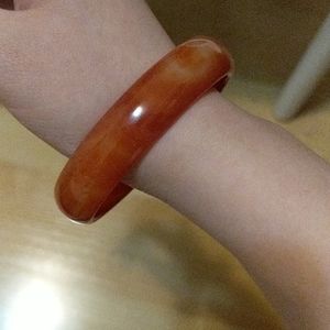 Orange agate bangle bracelet.